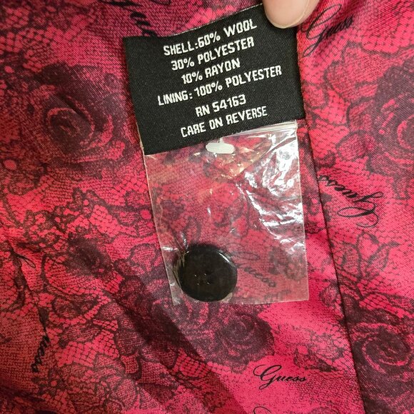 Guess Womens Hooded Lined Wool Blend Coat Zip/Toggle Close Fuchsia Size S NWOT - Picture 2 of 14